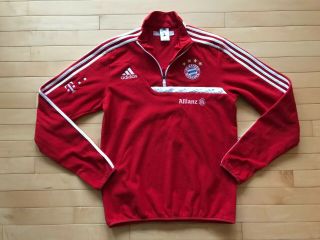 Vtg Adidas Bayern Munchen Red Blue Fleece 1/4 Zip Jacket Sz S Mens Allianz