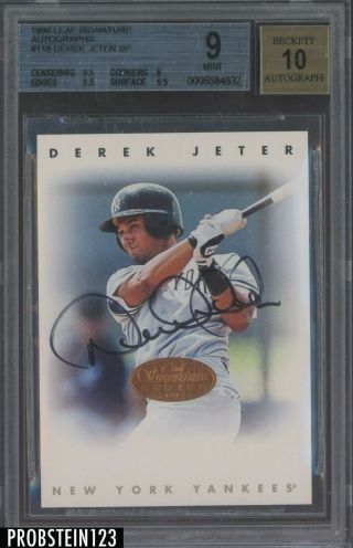 1996 Leaf Signature Bronze 118 Derek Jeter Yankees Rc Rookie Auto Sp Bgs 9