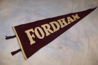 Vintage Fordham College Football Pennant Sewn Letters Old University