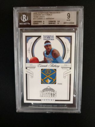 2009 - 10 National Treasures Team Logo Patch Bgs 9 11 Carmelo Anthony 1/1