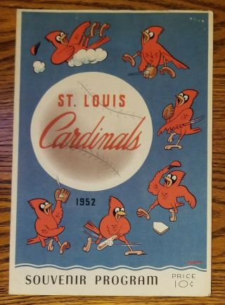 1952 St.  Louis Cardinals Vs Pittsburgh Pirates Official Score Card