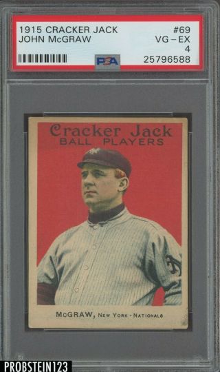 1915 Cracker Jack 69 John Mcgraw York Giants Hof Psa 4 Tough Card