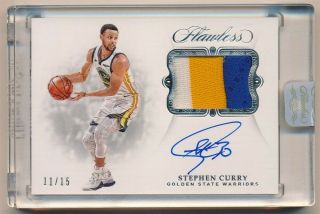 Stephen Curry 2018/19 Panini Flawless Autograph 3 Color Game Worn Patch Auto /25
