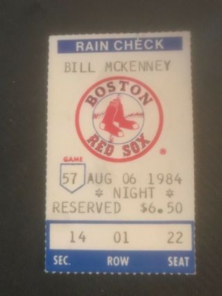 Mlb - Boston Red Sox V.  Detroit Tigers - 8/6/1984 - Roger Clemens Wins Ticket Stub