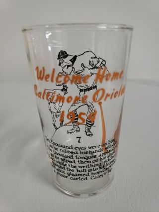 Vintage 1954 Welcome Home Baltimore Orioles " Casey At The Bat " 4.  75 " Glass 7