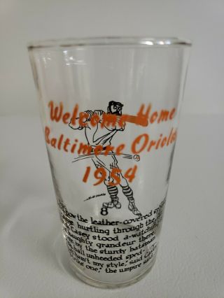 Vintage 1954 Welcome Home Baltimore Orioles " Casey At The Bat " 4.  75 " Glass 8