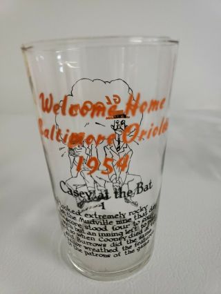 Vintage 1954 Welcome Home Baltimore Orioles " Casey At The Bat " 4.  75 " Glass 1
