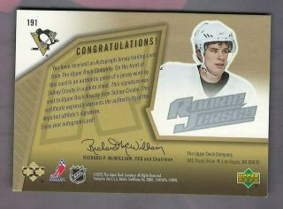 2005 - 06 SPx Sidney Crosby RC Rookie Jersey Autograph Auto 281/499 2
