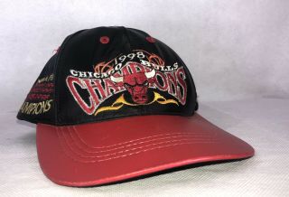 NBA Chicago Bulls 1998 Finals Champions Leather Baseball Cap Hat Adjustable 2