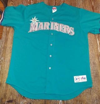 Ken Griffey Jr Seattle Mariners Majestic Button Teal Baseball Jersey Xl Mlb