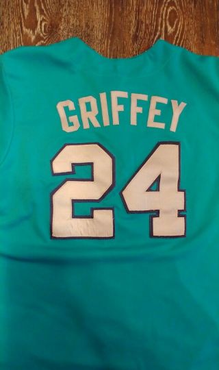 Ken Griffey Jr Seattle Mariners Majestic Button Teal Baseball Jersey XL MLB 2