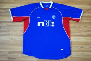 Rangers Glasgow Scotland Home Football Shirt 2001/2002 Ntl Nike Size Xl Vintage