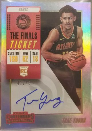2018 - 19 Contenders Trae Young Finals Ticket Auto Rc /49 Hawks