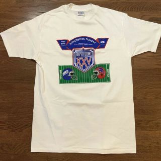Vintage 90s Mens XL Superbowl XXV T - Shirt NY Giants vs Buffalo Bills Hanes NOS? 2