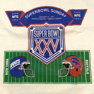 Vintage 90s Mens XL Superbowl XXV T - Shirt NY Giants vs Buffalo Bills Hanes NOS? 3