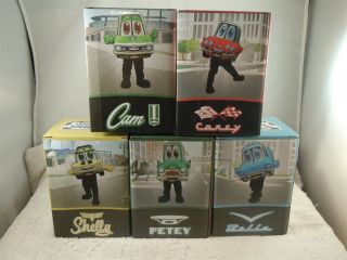 Set Of 5 Motor City Wheels Chevy Detroit Tigers Mascot Bobble Head 4 1/2 " Tall