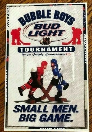 Bud Light Beer Wayne Gretzky Bubble Boys Hockey Poster Chexx Table Hockey