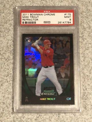 2011 Bowman Chrome Mike Trout Red Jersey Rookie Refractor 175 Psa 9 - Mvp