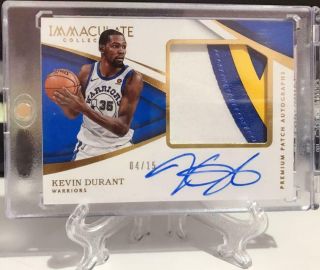 Kevin Durant 2017 - 18 Panini Immaculate Premium 3clr Patch Auto Rc Rpa 04/15