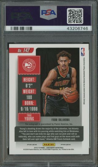 2018 - 19 Contenders Premium Rookie Ticket Waist Trae Young RC AUTO PSA 10 2