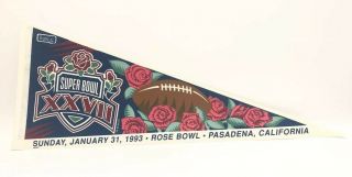 1993 Bowl Xxvii Football Pennant Dallas Cowboys Vs Buffalo Bills Rose Bowl