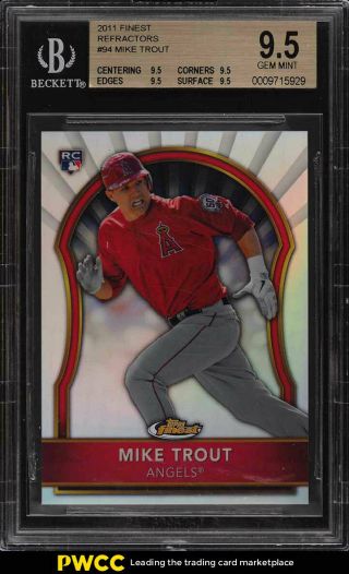 2011 Finest Refractor Mike Trout Rookie Rc /549 94 Bgs 9.  5 Gem (pwcc)