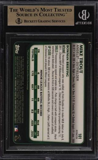 2011 Bowman Chrome Draft Refractor Mike Trout ROOKIE RC 101 BGS 9.  5 GEM (PWCC) 2