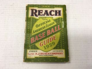 1929 Reach Official American League Baseball Guide