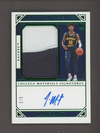 2019 National Treasures Green College Ja Morant Rpa Rc Rookie Patch Auto 2/5