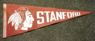 Vintage 1950s Stanford Indians Football Soft Felt Pennant 28 Inches.