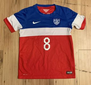 Nike 2014 Clint Dempsey 8 Usa World Cup Away Soccer Jersey Youth Large Red Blue