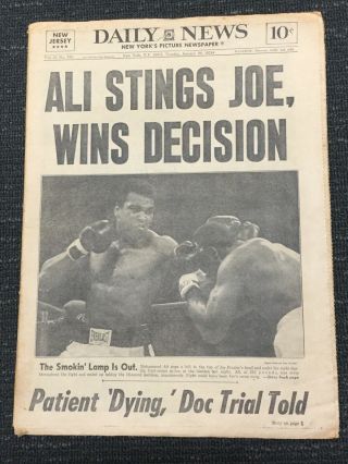 Muhammad Ali Vs Joe Frazier Ii - Boxing - 1974 York Daily News Newspaper