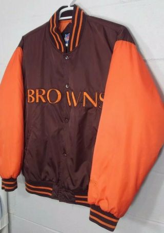 GameDay NFL CLEVELAND BROWNS insulated Snap - up Jacket coat Men ' s size Large 2