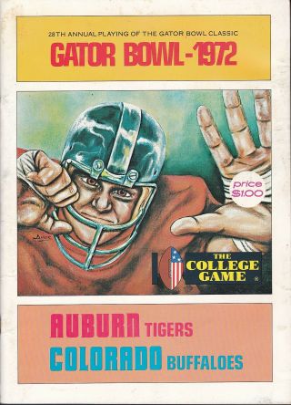 Auburn Vs Colorado 1972 Gator Bowl College Football Program