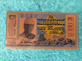 1952 Indianapolis 500 Ticket - Troy Ruttman Winner