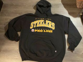 Vintage 1995 Russell Athletic Pro Line Steelers Nfl Hoodie Sweatshirt Size Xxl