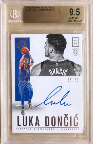 2018 - 19 Encased Luka Doncic Rc Rookie Scripted Auto /75 Bgs9.  5