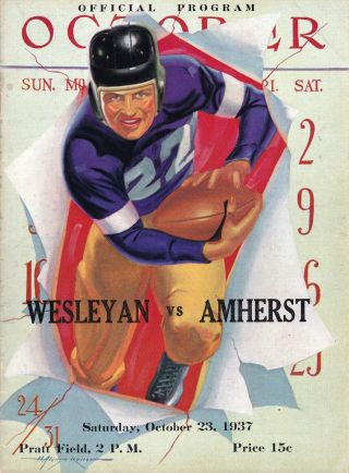 Oct 1937 Wesleyan University @ Amherst College Fb Program