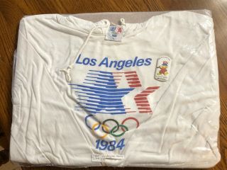 Vintage 1984 Los Angeles Usa Olympics Levis Thin White Hoodie Size L W/lapel Pin