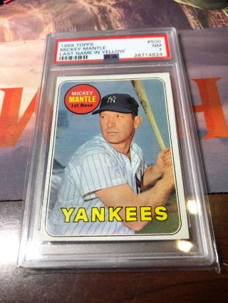 1969 Topps Mickey Mantle 500 Yellow Letters Psa 7