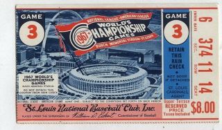 1967 World Series Game 3 Ticket Stub Cardinals Vs Red Sox Busch Stadium