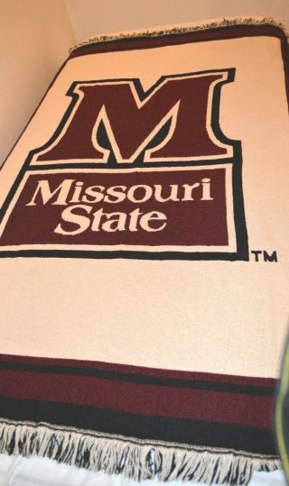 Missouri State University Tapestry / Throw Blanket Maroon & White 48 " X 68 "