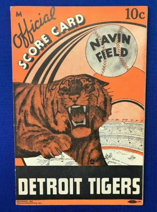 1937 Detroit Tigers Vs Boston Red Sox Baseball Program Gehringer Greenberg
