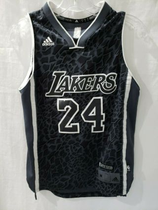 Adidas La Lakers Kobe Bryant 24 Black Limited Ed Snake Skin Jersey Youth M Sewn
