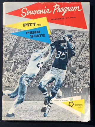 1958 Pitt Panthers Vs Penn State Nittany Lions Football Program 11/27