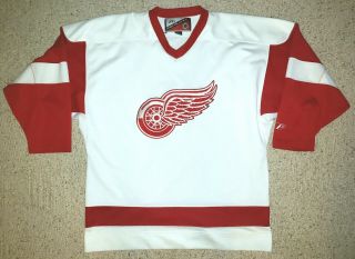 Vintage 90’s Detroit Red Wings Nhl Jersey White Pro Player Mens Jersey L