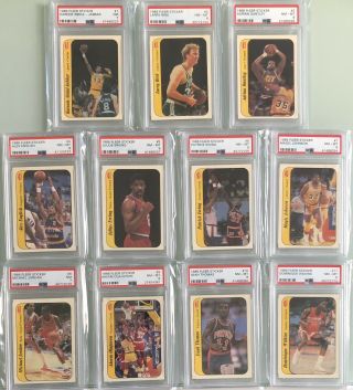 1986 Fleer Basketball Complete Sticker Set - Psa 8 & 7 - Includes Jordan (psa 7)