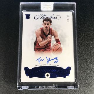 Trae Young 2018 Panini Flawless 106 Sapphire Blue Autograph Auto Rookie Rc /15