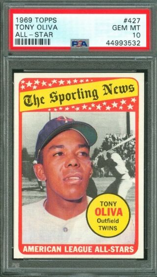 1969 Topps Tony Oliva All - Star 427 Twins Psa 10 (gem -)