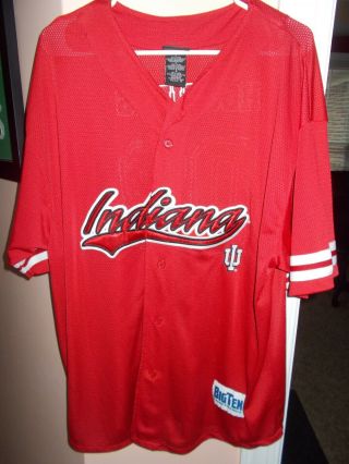 Indiana Hoosiers Baseball Jersey Sz L Sewn Red Stitched Ja Large Button Front